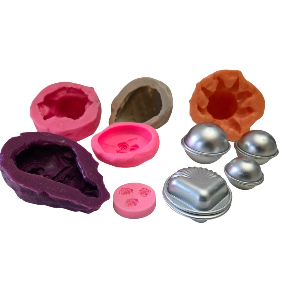 Silicone & Metal Soap Making Bath Molds Flower Shell 3D Floral Silicon Lot of 10